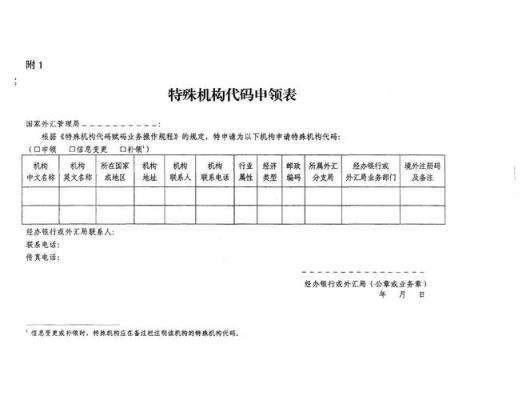 申请外管局特殊机构赋码的要求？（外汇局代码表）