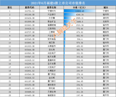 福建十强企业？（片仔癀 市值）