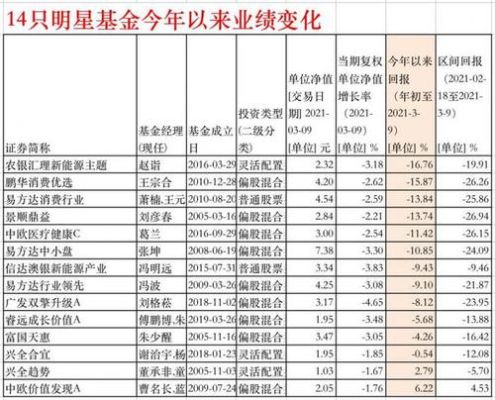 基金中的明星基金有哪些？（基金荷银市值净值）